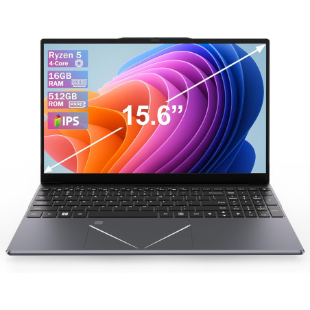 Dreamfyre ordinateur portable 15,6" fhd ips, amd ryzen 5 3500u, 16go ram, 512go ssd, rj45, wifi 2.4/5ghz, bleutooth, pc portable