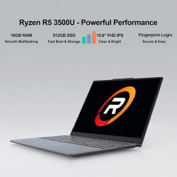 Dreamfyre ordinateur portable 15,6" fhd ips, amd ryzen 5 3500u, 16go ram, 512go ssd, rj45, wifi 2.4/5ghz, bleutooth, pc portable