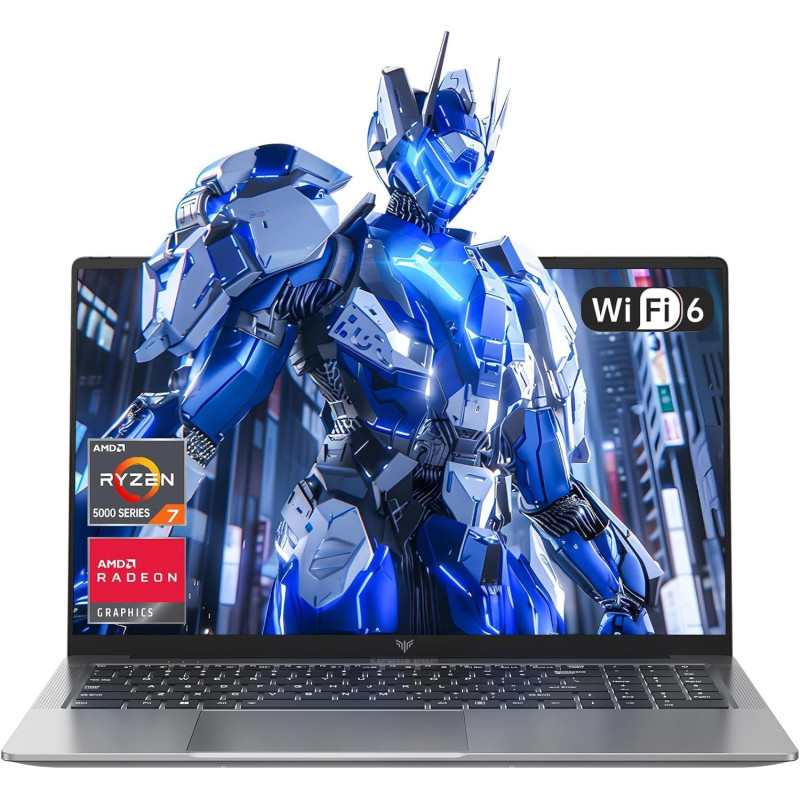2026 Ordinateur Portable 15.6 Pouces, PC Portable Gamer ave Ryzen 7 5700U (jusqu'à 4.3GHz) 8C/16T, 16GB RAM DDR4*2 + 512GB SSD M