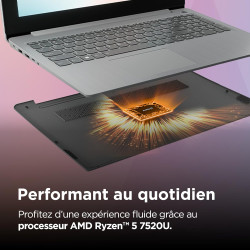 Lenovo IdeaPad Slim 3 15AMN8 - Ordinateur Portable 15.6'' FHD (AMD Ryzen 5 7520U, RAM 8Go, SSD 512Go, AMD Radeon 610M Graphics, 