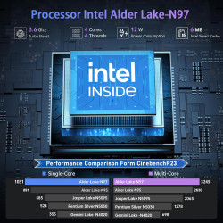 2026 – Ordinateur Portable 15,6 Pouces FHD – Processeur Quad-Core N97 (12e génération, jusqu'à 3,6 GHz) – 16 Go de RAM DDR4, SSD