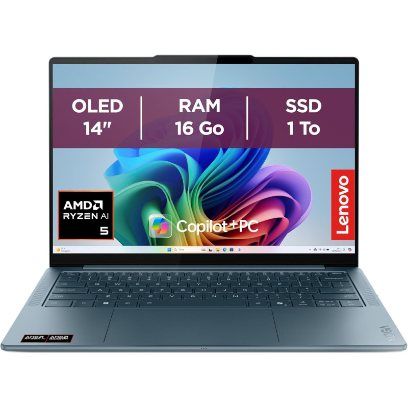 Lenovo Yoga Slim 7 14AKP10 - Ordinateur Portable 14'' OLED WUXGA Copilot+ (AMD Ryzen AI 5 340, RAM 16Go, SSD 1To, AMD Radeon 840