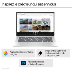 HP Chromebook 14a-nf0002sf Ordinateur Portable 14" HD, PC Portable (Intel Celeron N100, RAM 4 Go, eMMC 64 Go, Intel UHD Graphics