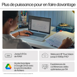 HP Chromebook 14a-nf0002sf Ordinateur Portable 14" HD, PC Portable (Intel Celeron N100, RAM 4 Go, eMMC 64 Go, Intel UHD Graphics