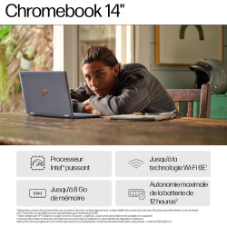 HP Chromebook 14a-nf0002sf Ordinateur Portable 14" HD, PC Portable (Intel Celeron N100, RAM 4 Go, eMMC 64 Go, Intel UHD Graphics