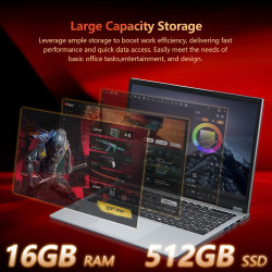 2 en 1 Écran Tactile Ordinateur Portable Ryzen R3-3200U (jusqu'à 3,5 GHz) 15,6 Pouces Win11 Jeu Laptop 16Go RAM 512Go SSD 360° R