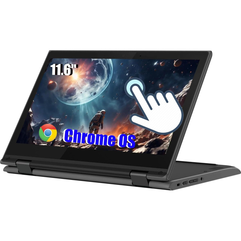 Lenovo Chromebook 300e Ordinateur Portable Tactile 2 en 1 11,6" (1366 x 768), Intel Celeron N4020, 4 Go de RAM, SSD 32 Go, Clavi
