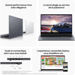 Samsung Galaxy Book4, Ordinateur Portable 15.6'', Intel Core i5, 8Go RAM, 256Go SSD, Clavier AZERTY FR, Gris