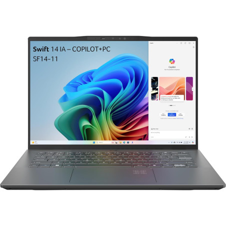 ACER Swift SF14-11-X54K, Ordinateur Portable Copilot IA 14.5'' WQXGA IPS 120Hz (Qualcomm Snapdragon X Plus, RAM 16Go, 1024Go SSD