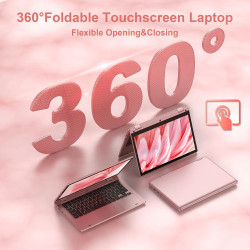 11,6'' ordinateur portable tactile pliable à 360°, laptop celeron n4020, 6go ram 128go ssd, wifi (2,4g/5g), bleutooth, 1366 x 76