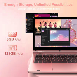 11,6'' ordinateur portable tactile pliable à 360°, laptop celeron n4020, 6go ram 128go ssd, wifi (2,4g/5g), bleutooth, 1366 x 76