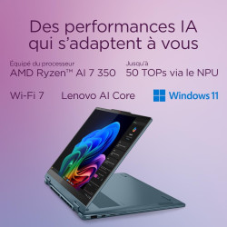 Lenovo Yoga 7 2-in-1 14AKP10 - Ordinateur Portable 2-en-1 14'' OLED Tactile Copilot+ (AMD Ryzen AI 7 350, RAM 16Go, SSD 1To, AMD