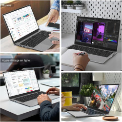 Auusda ordinateur portable 15,6 pouces full hd, processeur 3050e, 16 go ram, 512 go ssd, ultra-mince, argenté, longue autonomie,