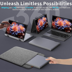 Amita PC Portable Convertible 11 Pouces, Ordinateur Tactile 2-en-1 FHD, N95 12 Gén, 16 Go RAM DDR5, M.2 SSD, Écran Pivotant 360°