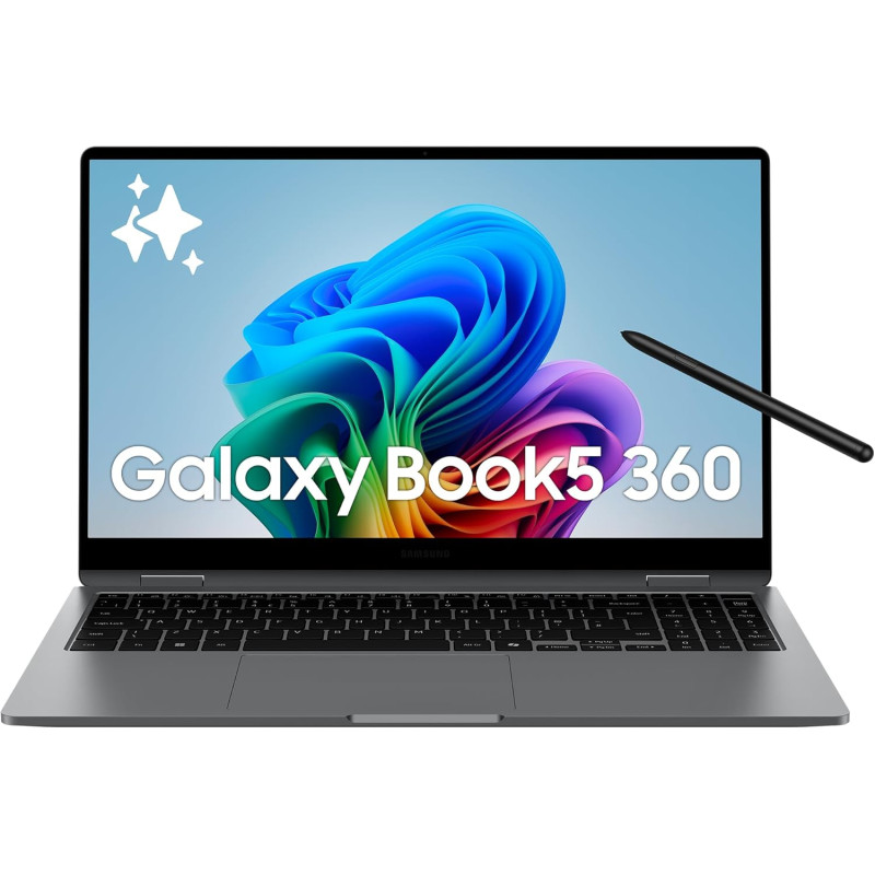 Samsung Galaxy Book5 360 15.6", Copilot+PC, Ordinateur Portable avec IA, Processeur Intel Core Ultra 7, Mémoire 16Go RAM, Stocka