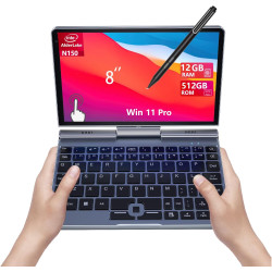 Mini Ordinateur Portable 2 en 1 de 20,3 cm, écran Tactile Rotatif HD, Prend en Charge l'écriture Manuscrite Windows 11 Pro, Peti