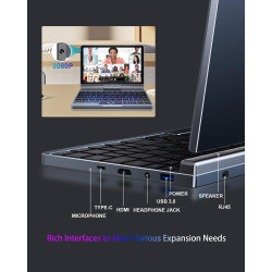 Mini Ordinateur Portable 2 en 1 de 20,3 cm, écran Tactile Rotatif HD, Prend en Charge l'écriture Manuscrite Windows 11 Pro, Peti