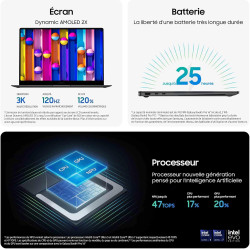 Samsung Galaxy Book5 Pro 16", Copilot+ PC, Ordinateur Portable avec IA, Processeur Intel Core Ultra 7, Mémoire 16 Go RAM, Stocka