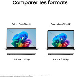 Samsung Galaxy Book5 Pro 16", Copilot+ PC, Ordinateur Portable avec IA, Processeur Intel Core Ultra 7, Mémoire 16 Go RAM, Stocka