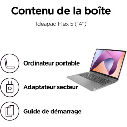 Lenovo IdeaPad Flex 5 14ABR8 - Ordinateur Portable 14'' WUXGA Tactile (AMD Ryzen 7 5825U, RAM 16Go, SSD 512Go, AMD Radeon Graphi