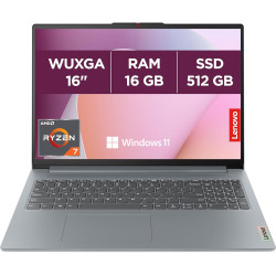 Lenovo IdeaPad Slim 3 16ABR8 - Ordinateur Portable 16'' WUXGA (AMD Ryzen 7 5825U, RAM 16Go, SSD 512Go, AMD Radeon Graphics, Wind