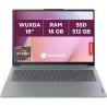 Lenovo IdeaPad Slim 3 16ABR8 - Ordinateur Portable 16'' WUXGA (AMD Ryzen 7 5825U, RAM 16Go, SSD 512Go, AMD Radeon Graphics, Wind