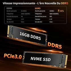 Mini Ordinateur Portable 2 en 1 De 10,95 Pouces, Écran Tactile 2000 * 1200, Celeron N95(Jusqu'à 3,4 GHz), 16 Go DDR5, 960 Go SSD