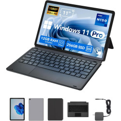 BNCF PC Portable 2-en-1 11 Pouces, Écran Tactile Win 11 Compatible avec Twin Lake N150, 12 Go de RAM 256 Go SSD, Tablet IPS FHD 