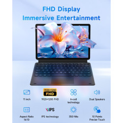 BNCF PC Portable 2-en-1 11 Pouces, Écran Tactile Win 11 Compatible avec Twin Lake N150, 12 Go de RAM 512 Go SSD, Tablet IPS FHD 