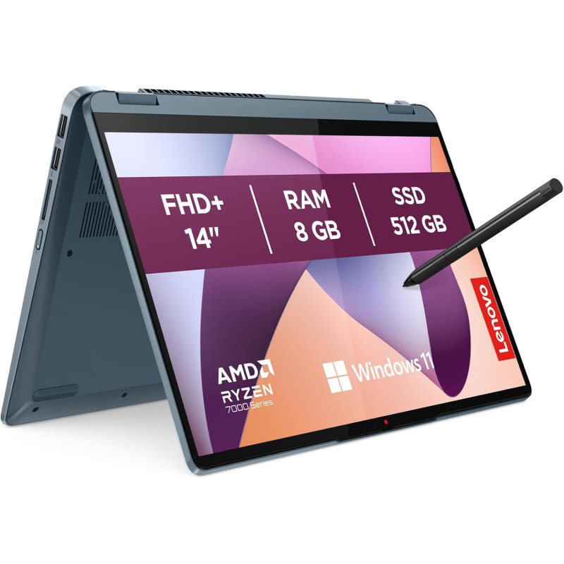 Lenovo ideapad flex 5 14 pouces wuxga touchscreen laptop - (amd ryzen 7 5700u, 8 go ram, 512 go ssd, windows 11 home, wifi 6) - 