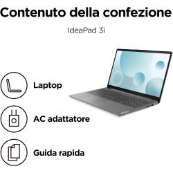 Lenovo IdeaPad 3 Ordinateur portable 15,6" FHD (1920 x 1080), Intel Core i3-1215U, 8 Go de RAM, SSD 512 Go, Windows 11 Home, WiF