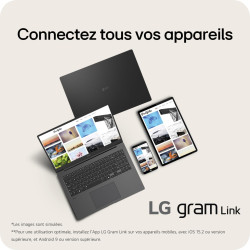 LG Gram 17Z90TL-G.AU8BF - PC Portable 17" 1389g, écran DCI-P3 99% QHD+ Format, Intel® Evo™ Ultra7, RAM 32Go, SSD 2To NVMe, Intel