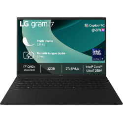 LG Gram 17Z90RU-G.AP55F - PC Portable 17" 1350g, écran DCI-P3 99% QHD+ Format, Intel® Evo™ i5-1334, RAM 16Go, SSD 512Go NVMe, In