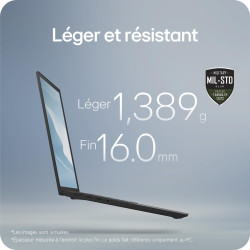 LG Gram 17Z90RU-G.AP55F - PC Portable 17" 1350g, écran DCI-P3 99% QHD+ Format, Intel® Evo™ i5-1334, RAM 16Go, SSD 512Go NVMe, In