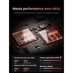 ACEMAGIC 2026 Pc Portable Gaming Ryzen 7 H255 (Jusqu'à 4,9 Hz) DDR5 16Go Ram 512Go SSD 4800MHz Étendre à 4 to Ordinateur Portabl
