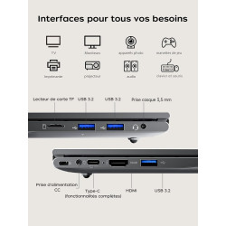 ACEMAGIC Ordinateurs Portables 15.6 Pouces Ryzen 5 7430U (6C/12threads,Jusqu'à 4.3Ghz) Pc Portable 16 Go Ram 512 Go SSD DDR4*2 D