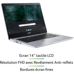 Acer chromebook 314 cb314-1ht-p2df ordinateur portable tactile 14'' fhd ips, pc portable (intel pentium argent n5030, ram 8go, 6