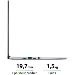 Acer chromebook 314 cb314-1ht-p2df ordinateur portable tactile 14'' fhd ips, pc portable (intel pentium argent n5030, ram 8go, 6