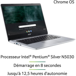 Acer chromebook 314 cb314-1ht-p2df ordinateur portable tactile 14'' fhd ips, pc portable (intel pentium argent n5030, ram 8go, 6