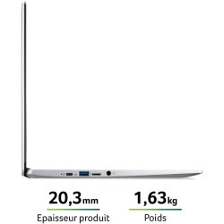 Acer Chromebook 315 CB315-3H-C417 Ordinateur Portable 15.6'' HD, PC Portable (Intel Celeron N4000, RAM 4Go, 32Go eMMC, Intel UHD