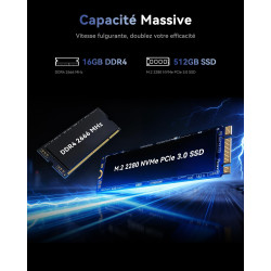 ACEMAGIC 2026 Ordinateur Portables avec Processeur i5-12600H -12 Cœurs (4P+8E)/16 Threads,Jus qu'à 4.5 Ghz, 16GB RAM 512GB SSD,D