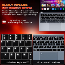 2 en 1 Écran Tactile 15,6 Pouces Ordinateur Portable Ryzen R3-3200U (jusqu'à 3,5 GHz) PC Portable 16Go RAM 512Go SSD 360 ° Rotat