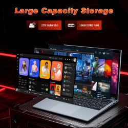 2 en 1 Écran Tactile 15,6 Pouces Ordinateur portable Ryzen R3-3200U (jusqu'à 3,5 GHz) PC Portable 16Go RAM 1To SSD 360 ° Rotatio