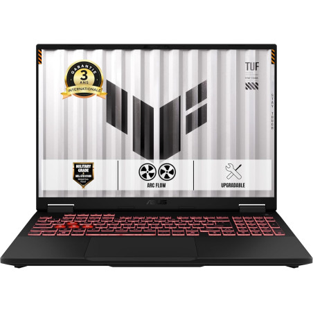 ASUS TUF Gaming A16-TUF608UH-RV054W 16 Pouces FHD Plus 165Hz Pc Portable (Processeur AMD Ryzen 7 260, 16GB DDR5, 512GB SSD, NVID