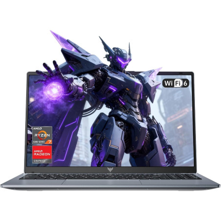 Ordinateur Portable Gaming 15,6 Pouces,PC Portable avec Ryzen 7 5825U (Jusqu'à 4,5GHz) 8C/16T - 16Go RAM DDR4*2 + 1To SSD M.2,10