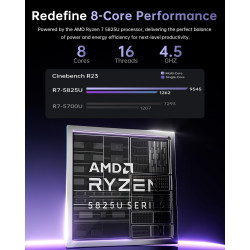 Ordinateur Portable Gaming 15,6 Pouces,PC Portable avec Ryzen 7 5825U (Jusqu'à 4,5GHz) 8C/16T - 16Go RAM DDR4*2 + 1To SSD M.2,10
