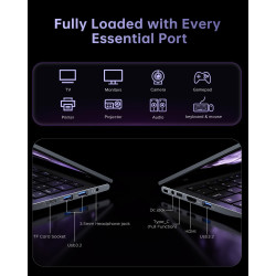 Ordinateur Portable Gaming 15,6 Pouces,PC Portable avec Ryzen 7 5825U (Jusqu'à 4,5GHz) 8C/16T - 16Go RAM DDR4*2 + 1To SSD M.2,10