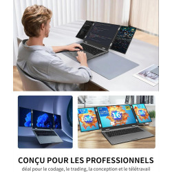Ordinateur portable à triple écran, 16" principal + deux moniteurs 10,5", Core i7-12700H, 16 Go de RAM, 1 To SSD, Win 11 Pro, Wi