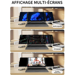 Ordinateur portable à triple écran, 16" principal + deux moniteurs 10,5", Core i7-12700H, 16 Go de RAM, 1 To SSD, Win 11 Pro, Wi
