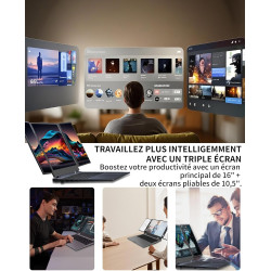 Ordinateur portable à triple écran, 16" principal + deux moniteurs 10,5", Core i7-12700H, 16 Go de RAM, 1 To SSD, Win 11 Pro, Wi